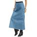 Plus Size Women's Invisible Stretch® All Day Cargo Skirt by Denim 24/7 in Light Stonewash (Size 16 WP)