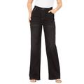 Plus Size Women's Invisible Stretch® Contour Wide-Leg Jean by Denim 24/7 in Black Denim (Size 44 WP)