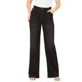 Plus Size Women's Invisible Stretch® Contour Wide-Leg Jean by Denim 24/7 in Black Denim (Size 26 WP)