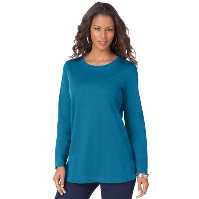 Plus Size Women's Long-Sleeve Crewneck Ultimate Tee by Roaman's in Peacock Teal (Size 4X) Shirt