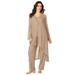 Plus Size Women's Three-Piece Beaded Pant Suit by Roaman's in Sparkling Champagne (Size 40 W) Sheer Jacket Formal Evening Wear
