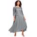 Plus Size Women's Lace Popover Dress by Roaman's in Gunmetal (Size 34 W) Formal Evening