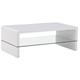 Table basse primis laqué blanc brillant double plateau en verre - Blanc