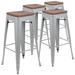 Williston Forge Gladus 24" High Backless Clear Coated Metal Counter Height Outdoor Stool - Square Wood Seat in Gray | 16 W x 16 D in | Wayfair