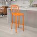 Wade Logan® Carouthers Metal Indoor-Outdoor Stool w/ Vertical Slat Back Metal in Orange | 43 H x 15.5 W x 20 D in | Wayfair