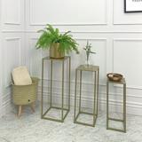 Arlmont & Co. Set Of 3 Nesting Metal Plant Stand, Side End Table Set, Black in Yellow | 27.5 H x 10.6 W x 10.6 D in | Wayfair