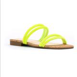 Jessica Simpson Shoes | Jessica Simpson Embellished Neon Double Strap Slide Sandals New | Color: Yellow | Size: 6.5