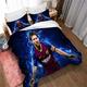 Lionel Messi Duvet Cover Set - Poly Cotton Plain Dyed Bedding Set with Matching Pillowcases- Easy Care Machine Washable (135x200cm(Single),Style 06)