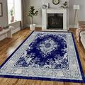 Rugs City New Traditional Vintage Style Navy/Blue Red Black Area Rugs Extra Large Small Office Home Kitchen Carpet Living Room Bedroom Dining Rooms Rug Soft Touch Hallway Runner (160 X 230 CM, BLUE)