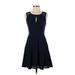 Express Casual Dress - A-Line Keyhole Sleeveless: Blue Solid Dresses - Women's Size 2