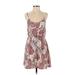 Forever 21 Casual Dress - Mini Scoop Neck Sleeveless: Burgundy Print Dresses - Women's Size Small - Print Wash