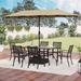 Lark Manor™ Alyah Rectangular 6 - Person 60" Long Outdoor Dining Set w/ Umbrella Metal in Black/Brown | 60 W x 38 D in | Wayfair