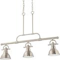 Rosalind Wheeler 3-Light Indoor Foundry Bronze Linear Kitchen Island Hanging Pendant w/ Bell-Shaped Bowls Metal in Gray | Wayfair