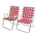 Latitude Run® Folding Reinforced Aluminum Webbed Lawn/Patio Chair Set, 2 Pack Red Metal in Gray/Red/White | 35 H x 23.2 W x 26 D in | Wayfair