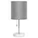 Latitude Run® Small Nightstand Lamp w/ Marble Base &Grey Fabric Shade Linen/Marble in Gray/White | 15.5 H x 7.8 W x 5.5 D in | Wayfair