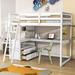 Harriet Bee Twin Size 2 Drawers Wooden Loft Bed w/ Built-In Desk & Shelves in White | 65 H x 41 W x 79 D in | Wayfair