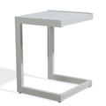 Wade Logan® Patio Aluminum Side Table Outdoor Indoor C Shaped End Table (Taupe) Aluminum in White | 20.7 H x 15 W x 14.6 D in | Wayfair