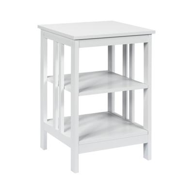 Costway 2 Pieces 3-Tier Nightstand with Reinforced Bars and Stable Structure-White