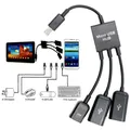 Connecteur de câble adaptateur Micro USB mâle vers femelle 3 en 1 double USB 2.0 hôte OTG