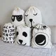 Sac à linge en coton à motif de rayures animales panier mignon sac de rangement en toile pour