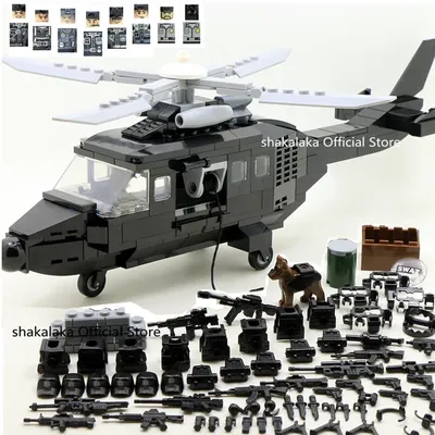 SWAT Military Army WW2 Helicopter Special Forces Team Soldier CS Building Blocks Bricks Figures Educational Gifts Toys Boys Set