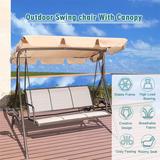 3 Person Patio Swing Seat with Adjustable Canopy Outdoor Swing Chair