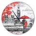 Designart 'Couples Walking in London' Oversized French Country Wall CLock