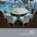 Oasis 60 Inch Outdoor Patio Dining Table with 8 Armless Chairs