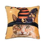 18" x 18" Witch Cat Light-Up LED Halloween Throw Pillow by Two Can Art