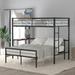 Twin Over Full Metal Bunk Bed with Desk, Ladder and Quality Slats for Bedroom