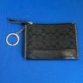 Coach Accessories | Coach Card Case Card Holder Zipped Monogram Leather Key Chain Ring Black | Color: Black | Size: Os