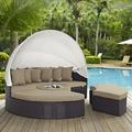 Quest Circular Outdoor Wicker Rattan Patio Daybed w/ Canopy by Modway Wood in Brown | 31.5 H x 89.5 W x 86.5 D in | Wayfair EEI-983-EXP-MOC-SET