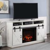 Hungerford 66" No Assembly Required Fireplace TV Stand, Holds TVs up to 75 in. Wood in White Laurel Foundry Modern Farmhouse® | 38.5 H in | Wayfair