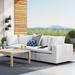 Commix Sunbrella Outdoor Patio Sofa by Modway Metal/Rust - Resistant Metal in Blue | 32 H x 108 W x 36 D in | Wayfair EEI-5579-WHI
