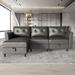 Gray Sectional - Latitude Run® Tomario 4- Piece Upholstered L-Shaped Modular Sectional w/ Storage, Polyester | 33.9 H x 86.21 W x 55.9 D in | Wayfair