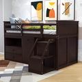 Harriet Bee Twin Size Wood Loft Bed w/ Drawers & Desk | 44 H x 43 W x 79 D in | Wayfair 69A087F2C0D443A5A07A62C30B754D89