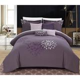 Chic Home Chelsia 8-Piece Embroidered Comforter Set, Plum
