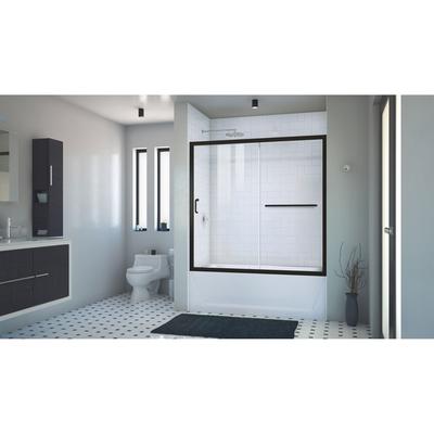 Dreamline DreamLine Infinity-Z 56 - 60 inch W x 58 inch H Semi-Frameless Sliding Tub Door in Matte Black and Clear Glass SHDR-0960580-09