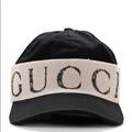 Gucci Accessories | Gucci Logo Gabardine Headband Medium Black Baseball Cap Hat Bnwt | Color: Black/Cream | Size: Medium