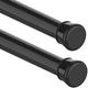 2PCS Shower Poles Extendable No Drill, Extendable Curtain Poles, Tension Rods for Curtains for Window, Shower Curtain, Curtain, Bathroom 140.5-250Cm/55.4-98.4Inch(Diameter:25mm) Black