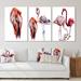 Design Art Sky Bird Flamingo In A Wildlife - Traditional Art Set Of 3 Pieces Canvas in White | 36 H x 24 W x 1 D in | Wayfair COL3059-3P-24-36