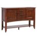 Andrews Sideboard with Large Display Shelf, 3 Drawers 2 Storage Cabinets, Chestnut Brown - Sunset Trading DLU-ADW1122-SB-CT