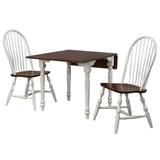 "Andrews 3 Piece 48"" Rectangular Dining Set, Expandable Drop Leaf Table, 2 Spindleback Chairs, Antique White and Chestnut Brown, Seats 6 - Sunset Trading PK-ADW3448-C30-AW3P"