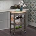 Lark Manor™ Michelle 4 Tier Butcher Block Kitchen Cart w/ Drawer & Wine Rack Wood in Brown | 34.5 H x 24.75 W x 16.5 D in | Wayfair