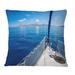 East Urban Home Sail Boat Yacht In Open Blue Sea Near Island - Nautical & Coastal Printed Throw Pillow /Polyfill blend | Wayfair