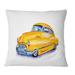 East Urban Home Yellow Retro Car - Industrial Printed Throw Pillow Polyester/Polyfill blend | 16 H x 16 W x 5 D in | Wayfair