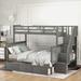 Twin-Over-Full Bunk Bed with Drawer, Storage and Guard Rail, Gray
