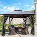 10x10FT Patio Gazebo Canopy Tent with Double Roof and Mosquito Net