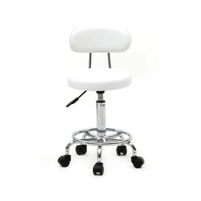 Round Shape Adjustable Salon Stool with Back and Line White - 13 x 13 x 34.25" (LxWxH)