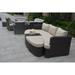 Outdoor Garden PE Ratten Sofa, Chairs Daybed Set with Fire Pit Table